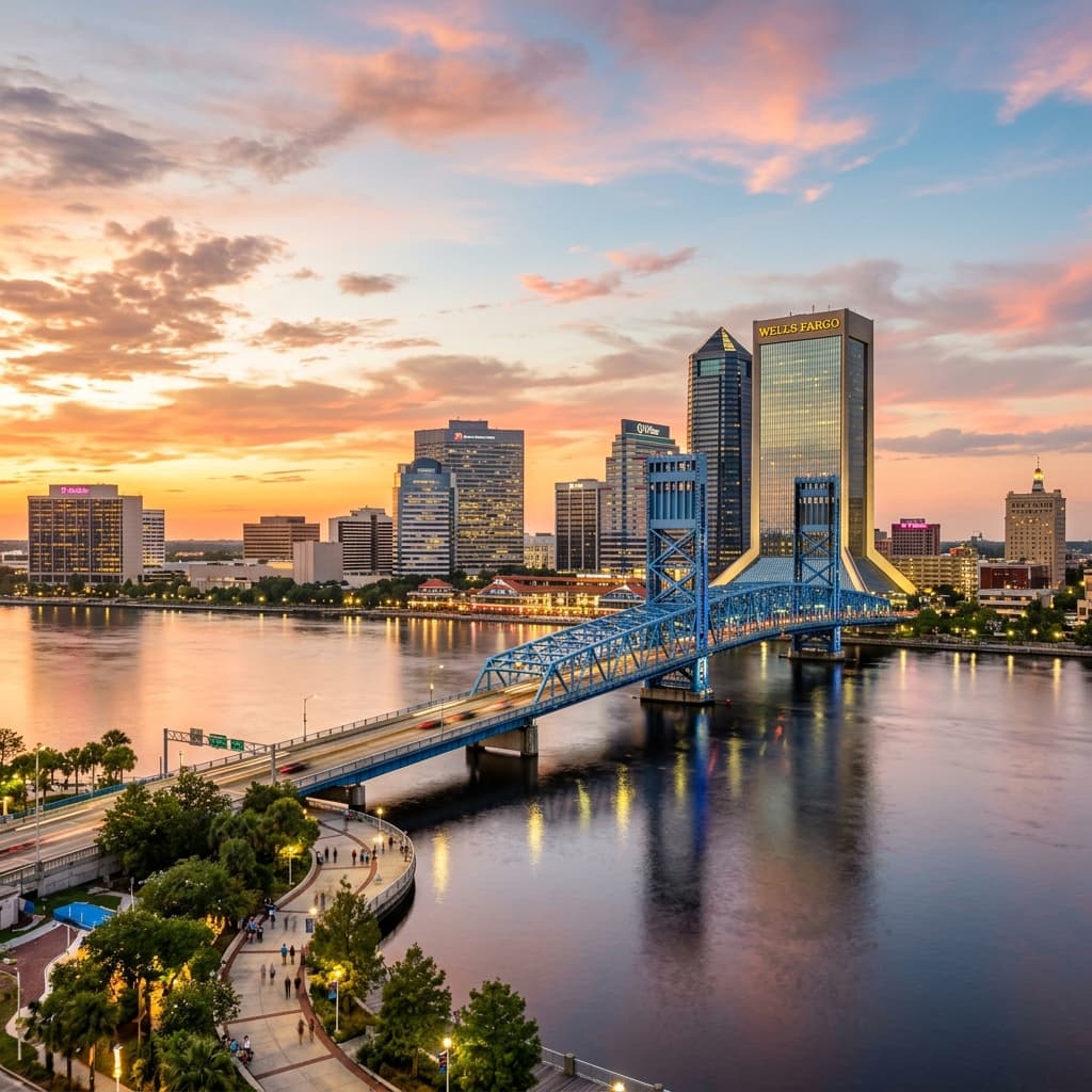 Jacksonville Florida Skyline at Sunset